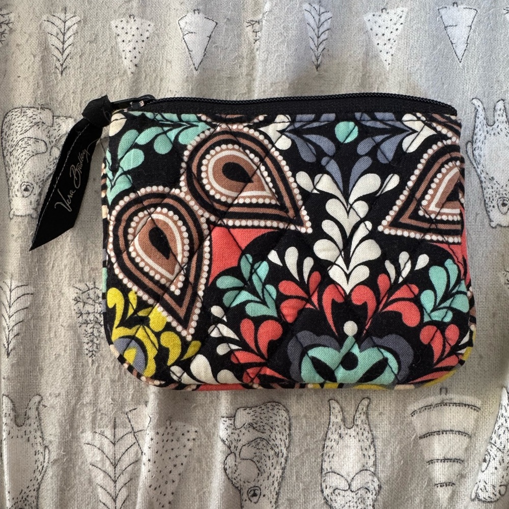 Vera Bradley Black and Multicolor Coin Bag